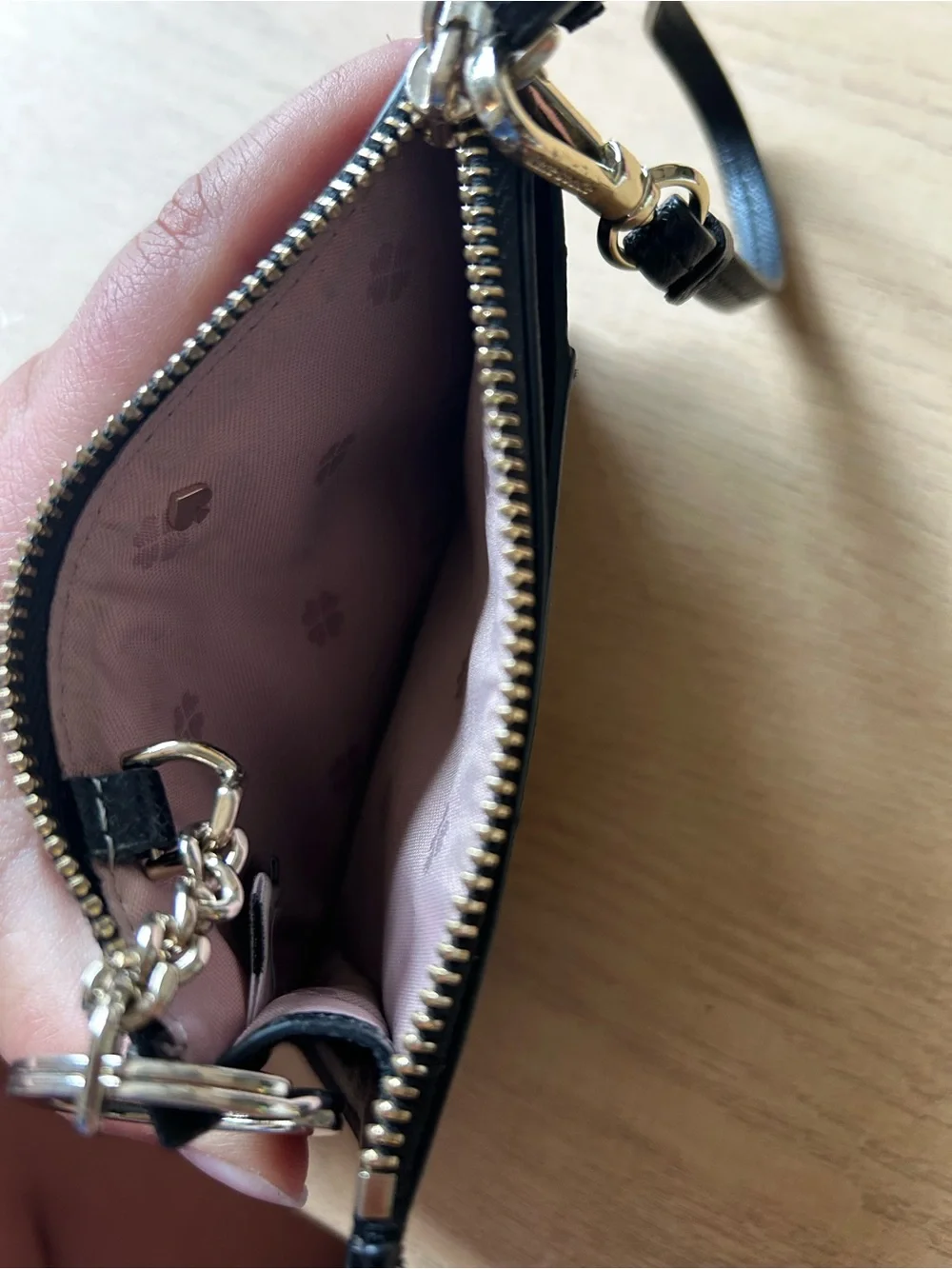 Kate Spade New York Spencer Card Case Wristlet in Black Saffiano Leather